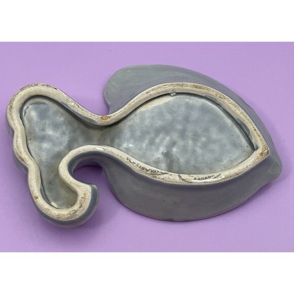Vintage 80s fish soap dish, green, white and grey, ceramic soap holder - Picture 10 of 10